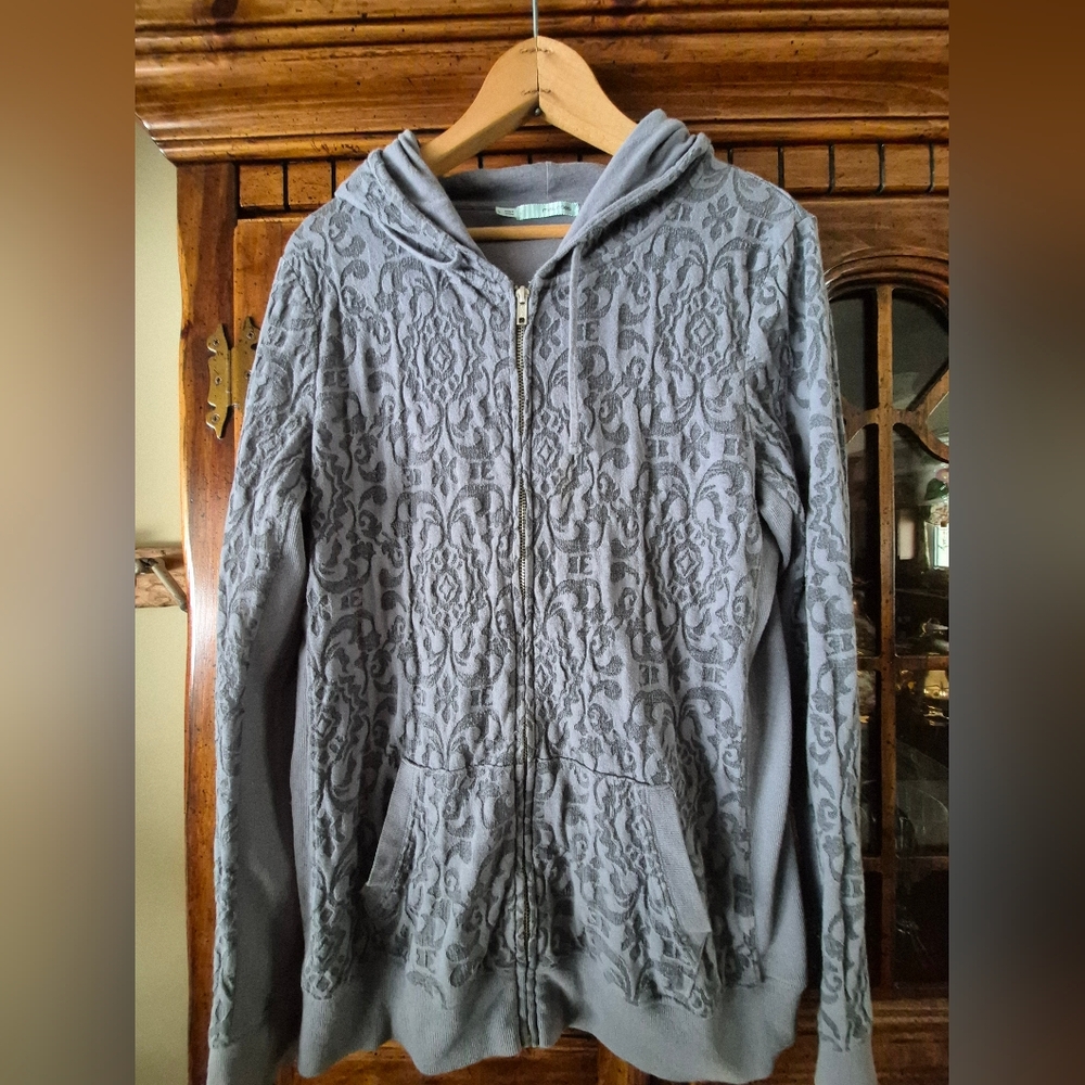 Maurices Light Weighted Gray Patterned Hoodie